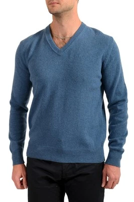 Dolce & Gabbana Men's Blue V-Neck 100% Wool Pullover Sweater US S IT 48