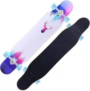 Sports Complete Longboard, ABEC-11 Silent High-Speed Bearing 46.5 Inches 7-Layer Maple Elk Skateboard Suitable for Young Adults