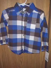 Carter's Blue And Brown Plaid Button Down Shirt 18m