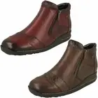 Ladies Rieker Floral Detailed Wedge Heeled Ankle Boots '44281'