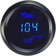 E Support 52mm Black Car Motor Digital Blue LED Light Water Temp Fahrenheit F Gauge