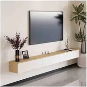 Floating TV Unit Modern Floating Entertainment Center, Wall Mounted Floating TV Stand with Drawers, Minimalist Floating Storage Cabinet for Under TVs Wall Mounted TV Cabinet(White,150x24x20cm)