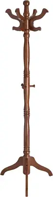 VASAGLE Coat Rack Free Standing with 11 Hooks, Wooden Hall Tree Coat Hat Tree