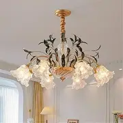 American Pastoral Chandelier French Creativity Flower Living Room Dining Room Bedroom Villa Home LED Decoration Pendant Lamp (B 8 Lights)