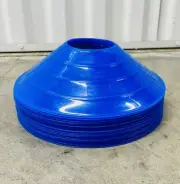 50 Blue Disc Cones Bright Soccer Football Track Field Marking Coaching Practice