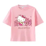 HELLO KITTY童裝女童T恤粉色衣服學生半袖HELLO KITTY貓短袖