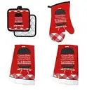 5 Piece Grilling Hand Towels Potholders Oven Mitt Bundle Dish Tea Towel Set