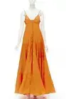 JACQUEMUS Runway orange long tafetta button front maxi dress gown IT34 XS
