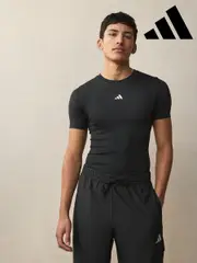 adidas Black TECHFIT Compression Training T-Shirt (394420) | $65