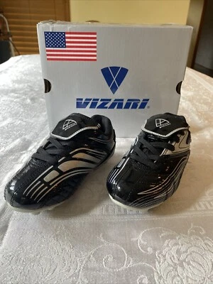 NEW VIZARI Youth Black/Silver Sports Shoes Kid Cleats Striker Size 8C