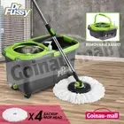 DR FUSSY Spinning Spin Mop Floor Cleaning Bucket System w/ 4 Mop Heads Wheel