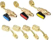 Conditioning Refrigerant Angled Shut-Off Ball Valve 1/4 Inch for R410A R134A R12 R22 HVAC and R410A Adapter 5/16 Inch Female to 1/4 Inch Male Flare for Split System