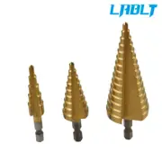 LABLT 3× HSS Step Drill Bit Set Titanium Coated High-Speed Steel Cone Drill Bit