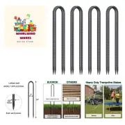 24 Inch Trampoline Stakes Anchors High Wind, 3/8 Inch Diameter Rebar Tent Spi...