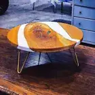 Small Coffee Table Epoxy White Resin Table Top Sofa Side End Table Furniture Top