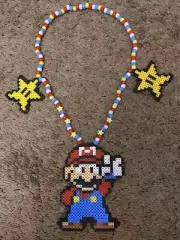 NEW Super Mario Rave Perler Necklace EDM EDC Fest Rave Dance Kandi