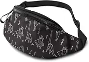 Dujiea Fanny Pack, Waist Bag With Headphone Hole Belt Bag Adjustable Sling Pocket Fashion Hip Bum Bag For Women Men Kids, Cartoon Dinosaurs, One Size