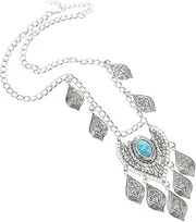 Turquoise Forehead Chain Prom Headwear Ornament Containers Prop Decoration Wedding Headwear Hanging Decoration Decorative Stickers Tassel Headdress Headpiece for Women Hair Jewelry Mikinona