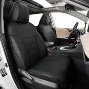 EKR Custom Fit Full Set Car Seat Covers for Select Toyota RAV4 2019 2020(Not for Hybrid) - Leatherette (Black)