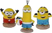 Penn-Plax Minions Officially Licensed 3-Piece Aquarium Ornament Bundle – Includes Kevin, Stuart, and Bob – Beach Themed – Small