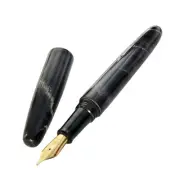 WANCHER Dream Pen Ebonite Marble Purple Gray Cigar Shape F Fine Gold-Plated