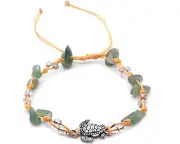 Sea Turtle Charm Chip Stone Pull Tie String Anklet Beach Boho Handmade Jewelry