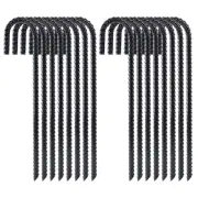 12 Inch 16 Pack Rebar Stakes Heavy Duty J Hook, Galvanized Ground Stakes Tent...