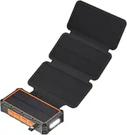 Solar Charger Power Bank | Hand-Cranked Battery Bank with LED Light,Portable Foldable Powerbank for Traveling Home Fishing Hiking Cycling