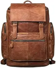 [Generic] Genuine Leather Backpack First Layer Cowhide Backpack Leisure Travel Bag Large Capacity Laptop Bag for 16inch (Color : A, Size : One Size)