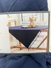 Threshold Dark Blue Cotton Fringed Table Throw 50" x 50" New