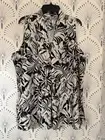 Floral And Ivy Blacker And White Tropical 1X White Lotus Tunic Plus Size NWT
