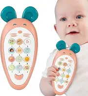 Baby Learning Phone Toy,Baby Cell Phone Toy with Music - Educational Puzzle with Cute Mice Design Stocking Stuffers for Home, Early Education for Children Aged 1-3