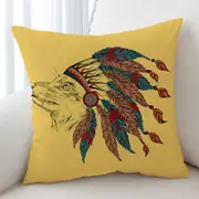 Native American Chief Fox Cushion Cover