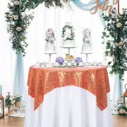 50x50Inch Square Orange Sequin Tablecloth50x50Inch Tablecloth Perfert for Bir...