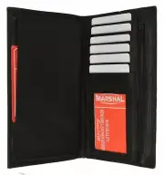 Black Genuine Leather Checkbook Cover Credit Card Holder Wallet W/ ID Window NEW