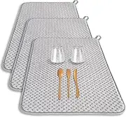 3PCS XXL Dish Drying Mat,Absorbent Microfiber Dishes Drainer Mats,Large Size Drainer Pads for Kitchen Counter,Coffee,Light Gray,24 x 17inch