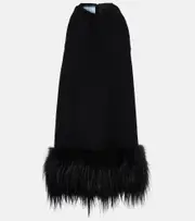 [Prada] Prada Feather-trimmed minidress AU 10 black