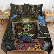 a1481 Luigi\'s Mansion Duvet Cover Set, 3 Piece Bedding Set 86x70" Double Sided Printing Decorative Comforter Cover Set (1 Duvet Cover + 2 Pillow Shams