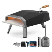 [USA Direct] ECOWELL EPO12L Outdoor Wood Fired-12''Outside, Pellet Oven with Pizza Stone/Peel, Infrared Thermometer and