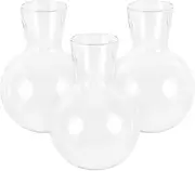 TOGEVAL 3Pcs Transparent Glass Vase with Stand for Hydroponic Plants Table Decor for Home and Office Stylish Hanging Planter for Water Planting