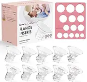 Flange Sizing Kit with 10PCS Flange Inserts 13/15/17/19/21mm and Nipple Measurement Tool for Flanges, Silicone Breast Pump Flange Insert Kit for 24mm Most Pumps, Pumping Breastfeeding Essentials Kit