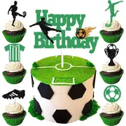25pcs Soccer Theme Birthday Cake Topper Cupcake Toppers Kids Sports Birthday Cake Decorations