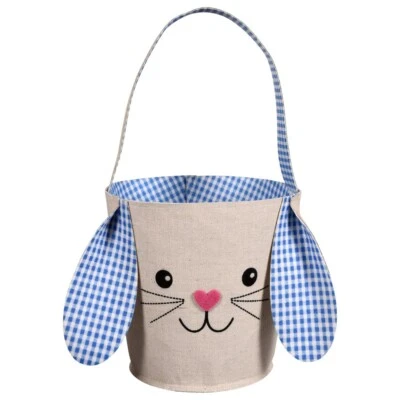 Blue Canvas Easter Bunny Shaped Easter Candy Basket Panier For Kids