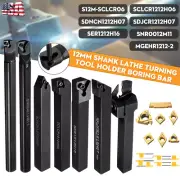 21PCS 1/2" 12mm Shank Indexable Carbide Lathe Turning Insert Tool Holder Bit Set