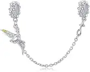 [LAMOONY] Safety Chain Charm 925 Sterling Silver Stopper Charm Clip Charm Lock Charm for Pandora Charm Bracelet