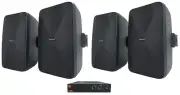 JBL CSA 280Z Commercial Amplifier+(4) Indoor/Outdoor Black Swivel Wall Speakers