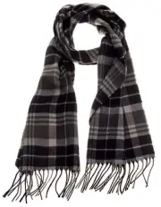 Saferin Mens Womens Cashmere Lambswool Scarf Black Grey Tan Plaid FAST SHIP! AF3