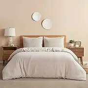 DAPU 100% Linen Duvet Cover Set 3PCs, Pure Natural French Flax Linen Duvet Cover King 90"x104" with 8 Corner Ties and Zipper Closure, Soft Breathable Durable for Hot Sleepers (Natural Linen, King)