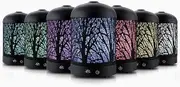 Devanti Aroma Diffuser, 160ml Air Humidifier Purifier Essential Oils Car Freshener Vaporizer Aromatherapy Diffusers Scent Booster Home Office Bedroom Humidifiers Steam, 7 Led Light Forest Black