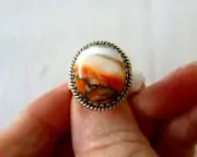 NEW Artisan Spiny Oyster Shell Ring 925 Sterling Silver Adjustable Size